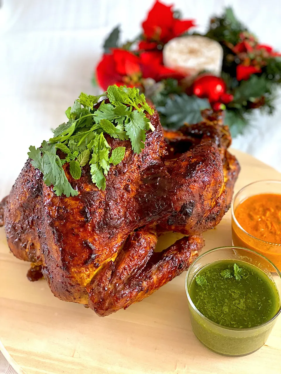 Snapdishの料理写真:Tandoori roast turkey serve with a choice of mint/coriander sauce or capsicum sauce|12Dragonさん