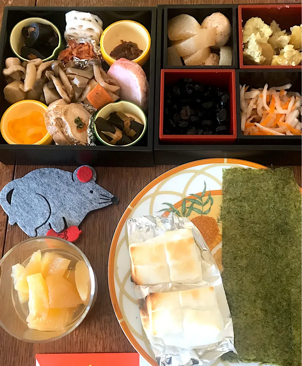 朝ごはん #おせち #栗きんとん #チキンロール照り焼き|小松菜さん