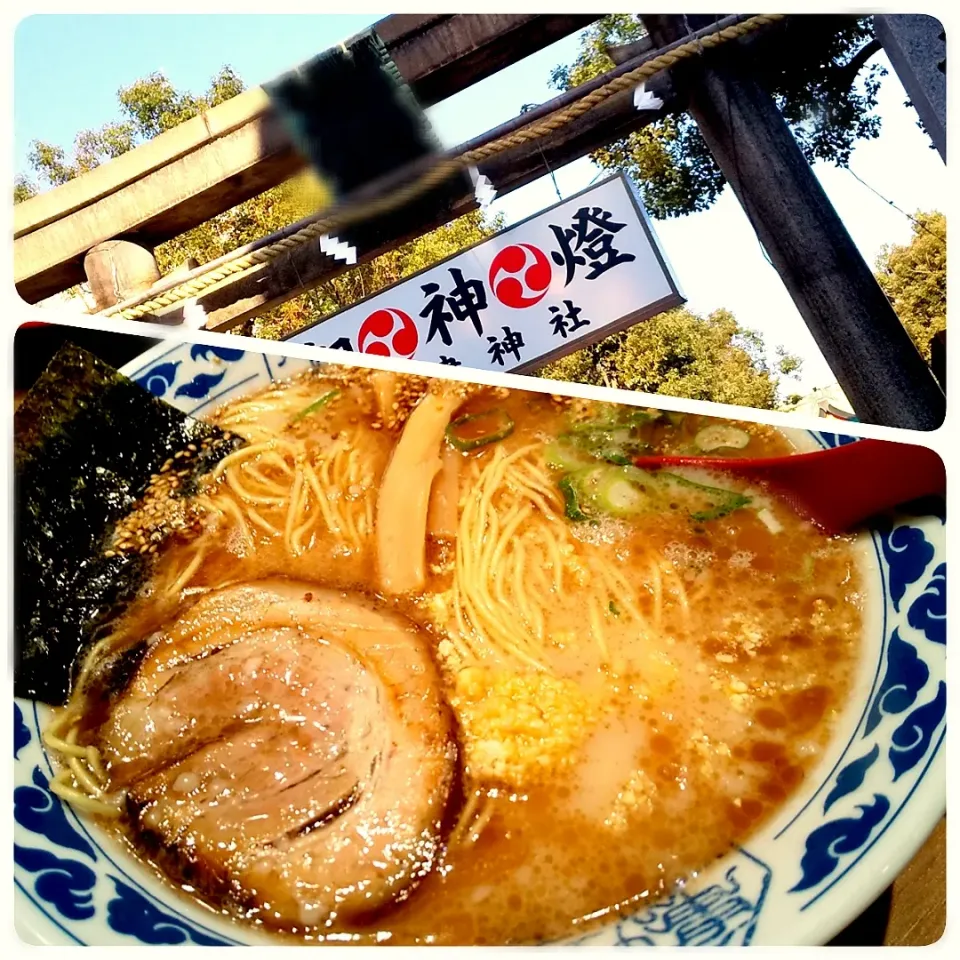 今日のお昼ご飯☆　ラーメン亀王　　　にんにくたっぷり(๑´ڡ`๑)|hamamaさん