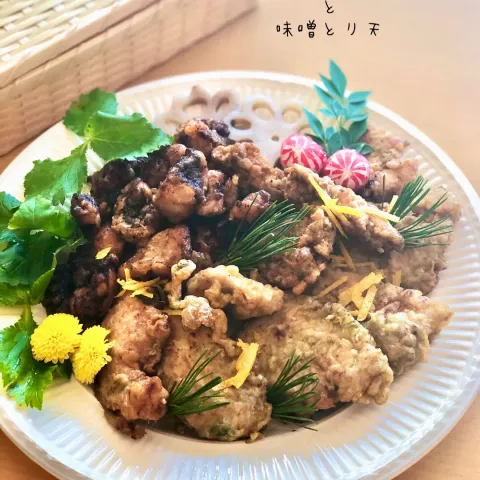 「料亭の味 減塩（だし入り）」を使ってみたSnapdishの料理・レシピ写真:大好物2品✨🐙たこ百二郎と🐓味噌とり天　ボンバーさんとと山本真希さんのレシピより✨