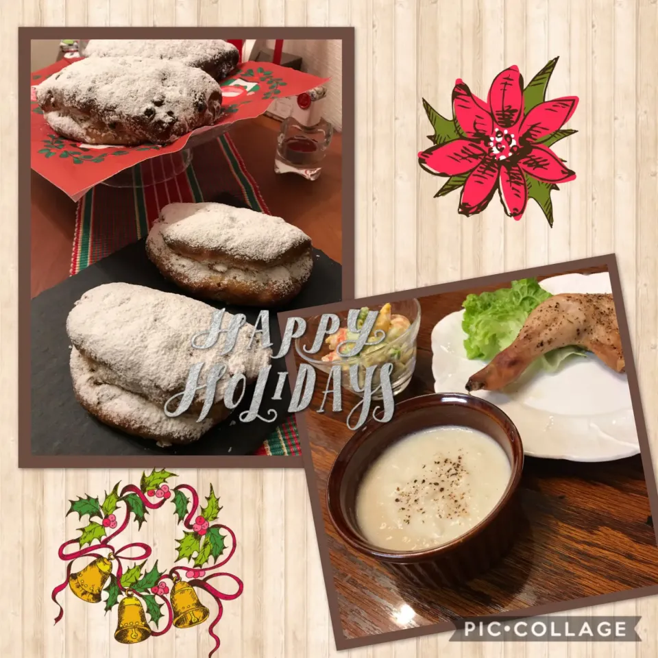 Snapdishの料理写真:🎄シュトーレン🍗ローストチキン|Lilyさん