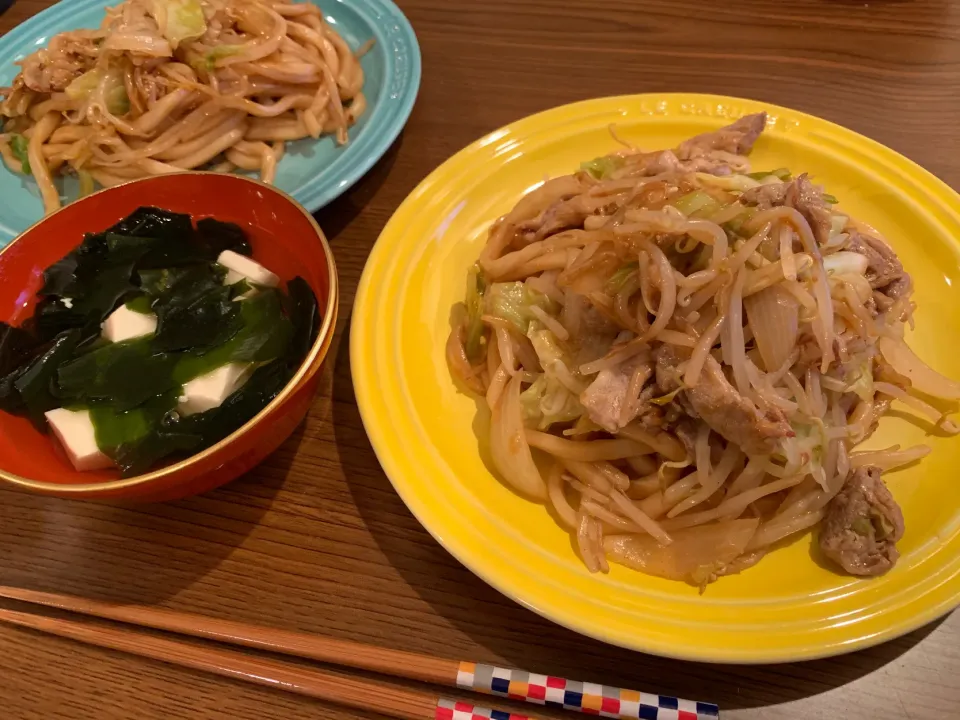 1月3日夜ご飯は焼きうどん|とももさん