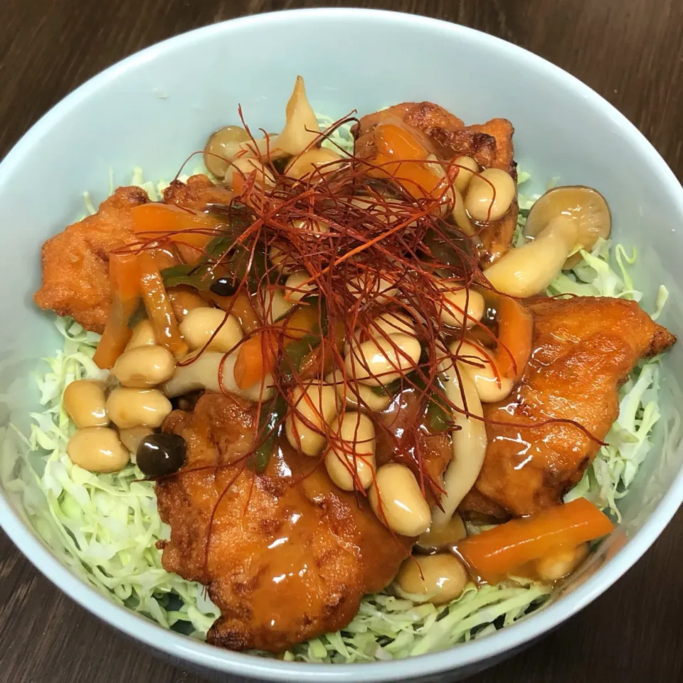 鶏唐あんかけ丼|まちゃさん