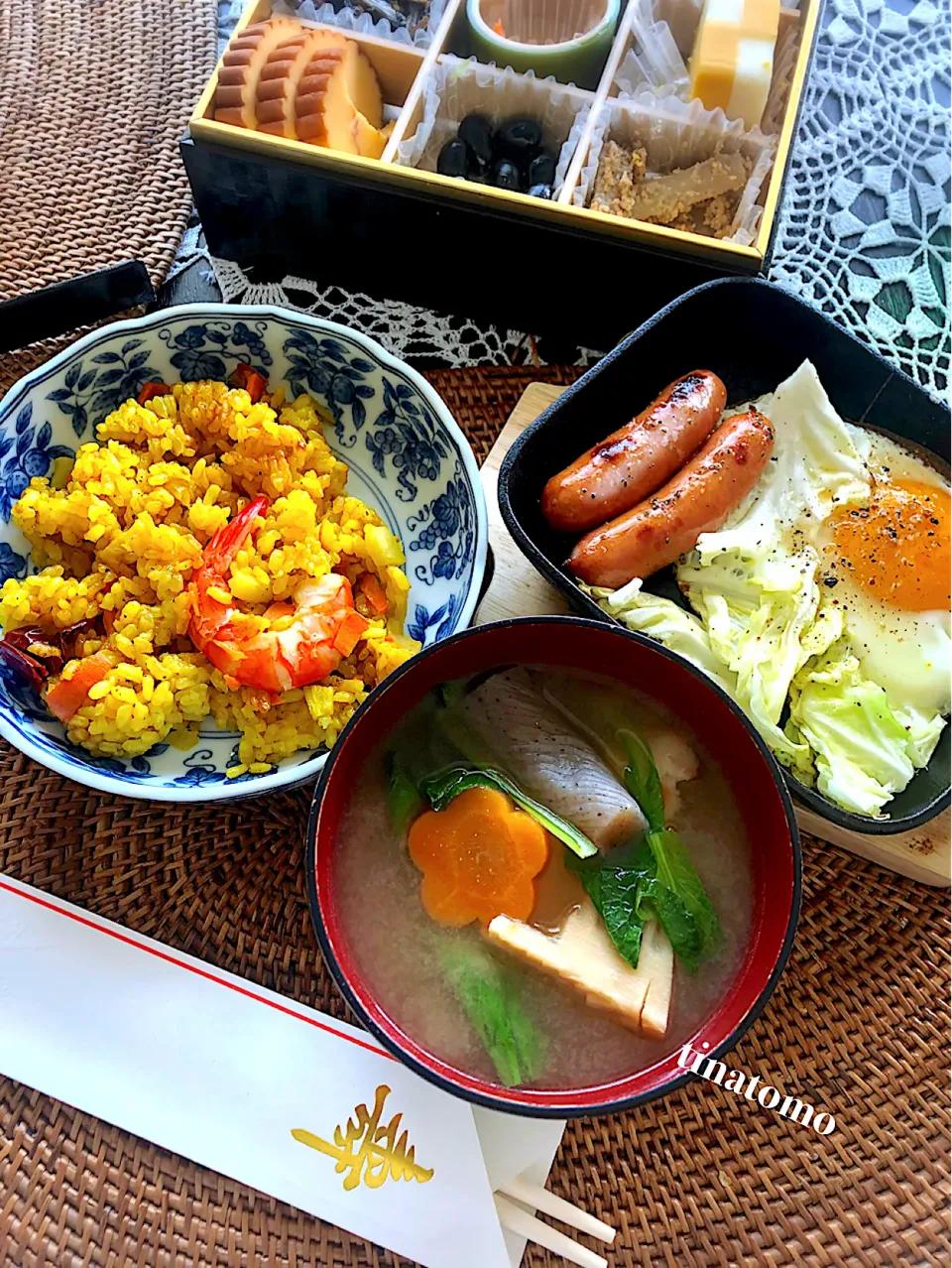 おせちリメイク✩.*˚海鮮はピラフに、煮物はお味噌汁に✩.*˚|Tina Tomoko😋さん