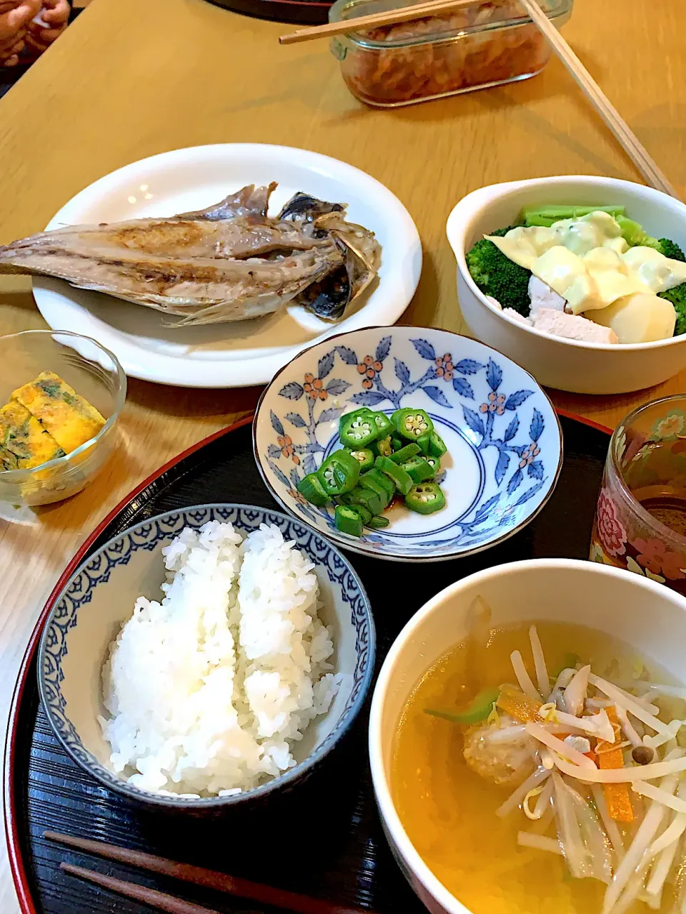 Snapdishの料理写真:あじの開きで晩御飯|Mikaさん