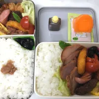 #今年初の旦那様と高2娘のお弁当|やすあけさん