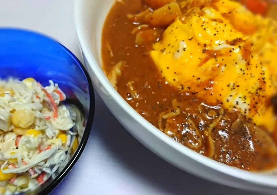 オムカレー コールスローサラダ|えびぱんさん