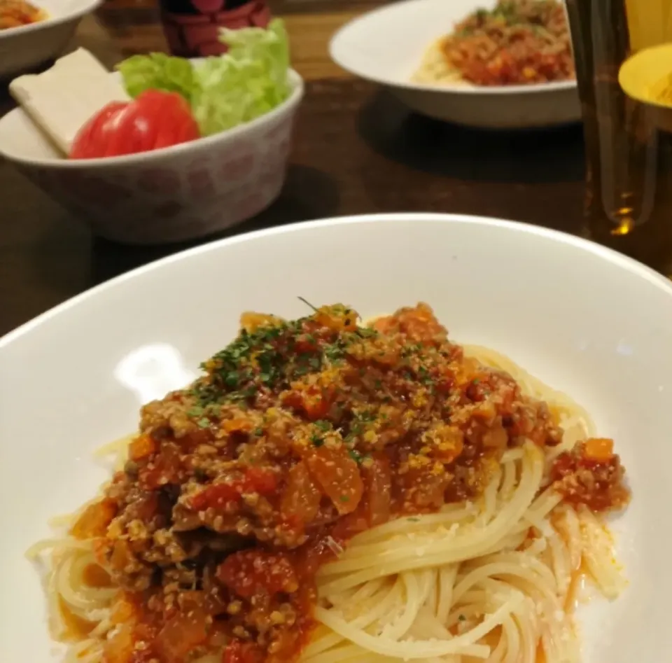 Snapdishの料理写真:ミートソースパスタ(*^^*)|しーPaPaさん