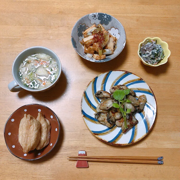 牡蠣の甘辛炒め🦪🦪🦪🦪🦪🦪🦪🦪🦪厚揚げ豆腐と白ねぎの炒めもの|ちゃみこさん