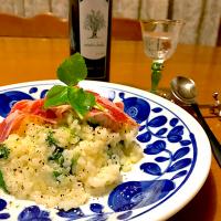 鶏ガラ出汁の七草リゾット🌱