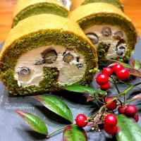 抹茶と黒豆のロールケーキ