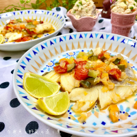 白身魚と野菜の蒸し煮𓆡⚘ ะ