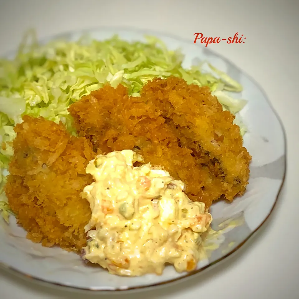 晩ご飯は牡蠣フライ😋|パパ氏さん