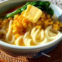 味噌バターコーンうどん😊