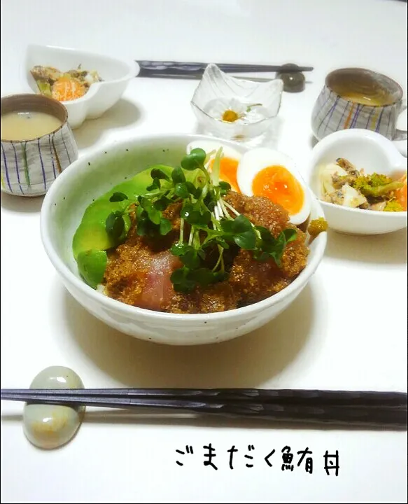 Snapdishの料理写真:みき.∘♡⃝さんの料理 ゴマだくまぐろ🐟⚘ ะ|みったんさん