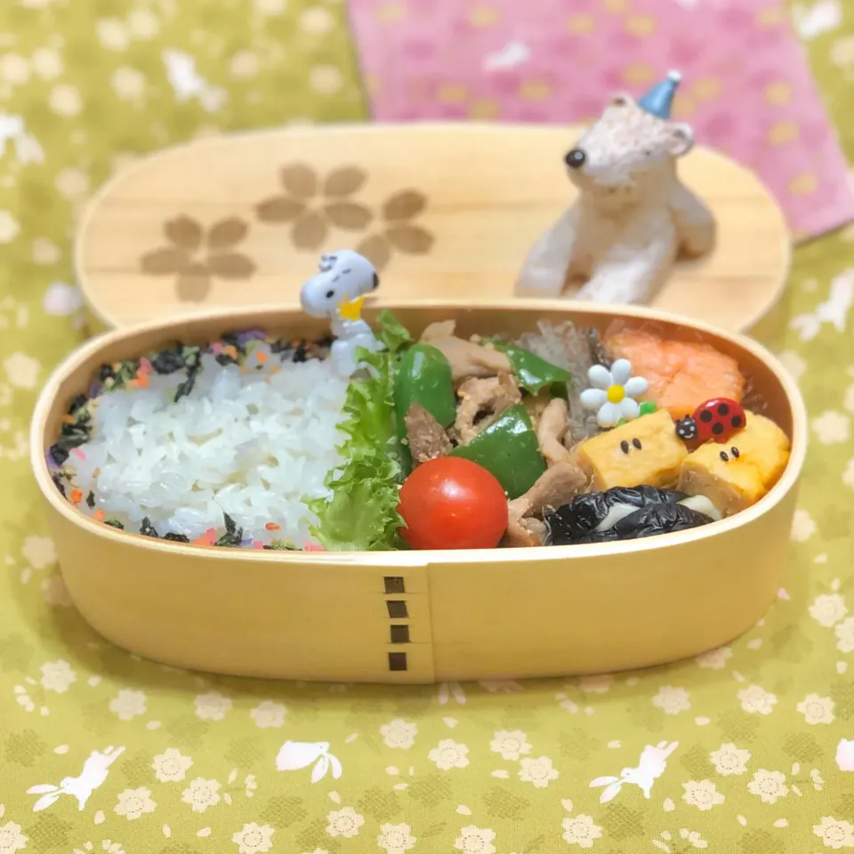 豚肉・ピーマンのマヨ味噌炒め☘のお弁当💙　1/11土|sweet homeさん