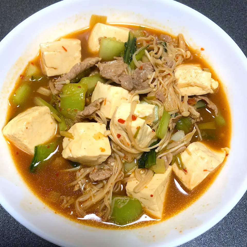 豚肉と豆腐のピリ辛味噌煮込み|ニワトコの杖さん