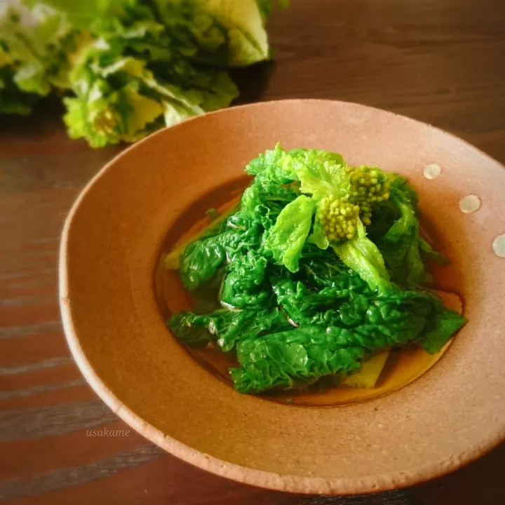 アッチさんの料理 菜の花のつゆだくおひたし|うさかめさん