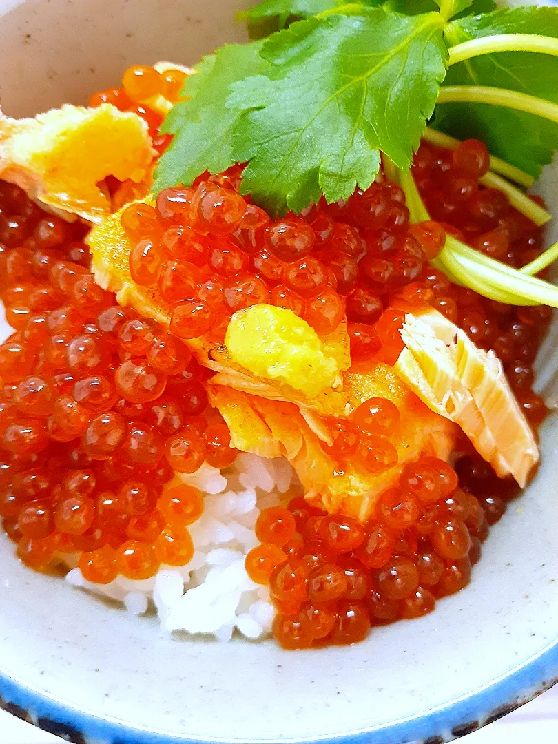 🔷自家製いくらの醤油漬けで親子丼🔷|@きなこさん