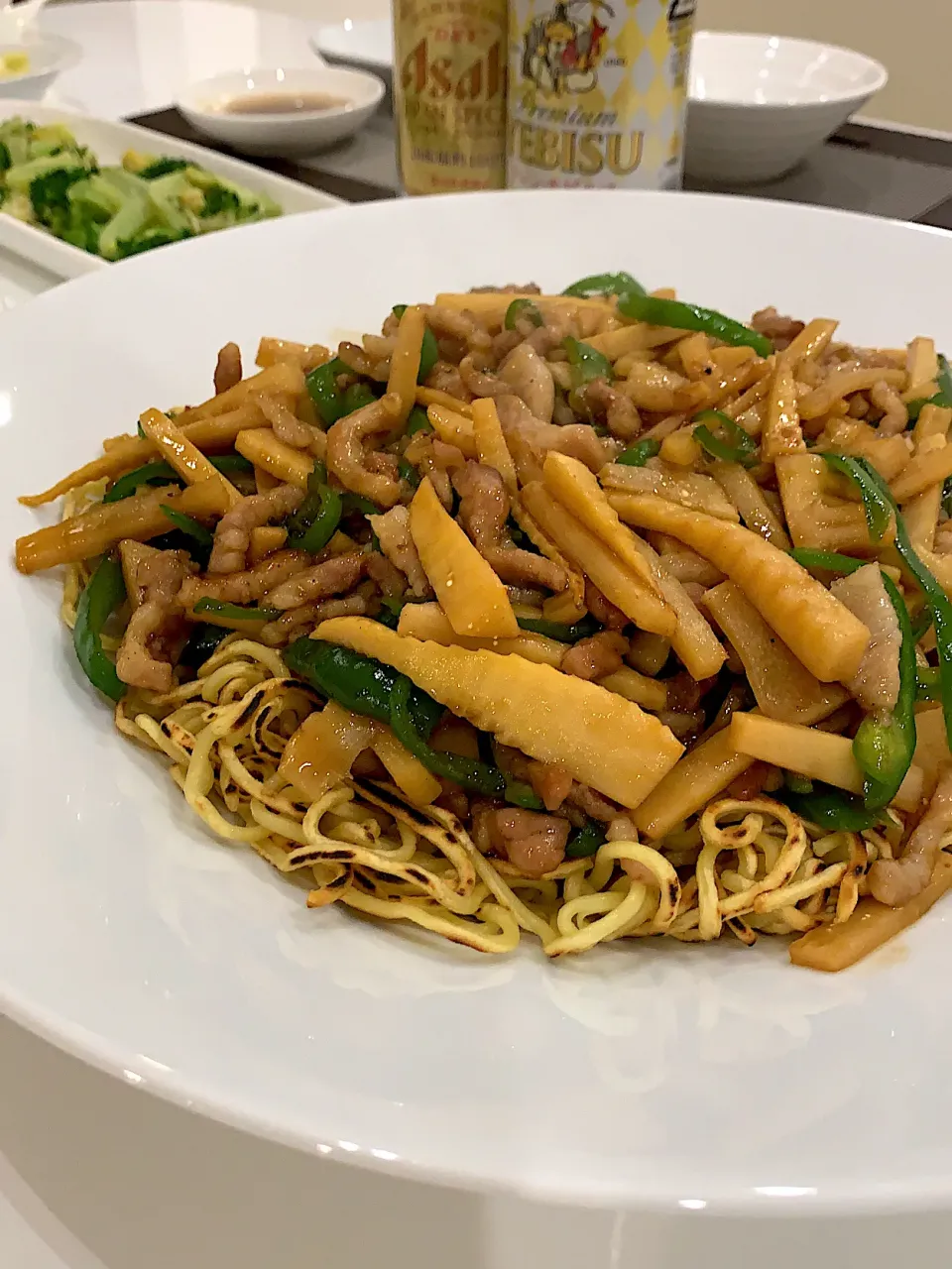 のっちゃんさんの青椒肉絲で餡掛け焼きそば|ケイさん