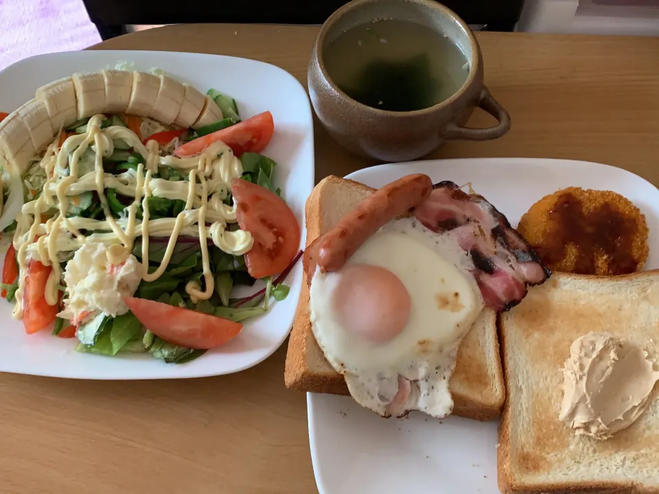 遅めの野菜朝食、ボリューミー|駄菓子屋さん