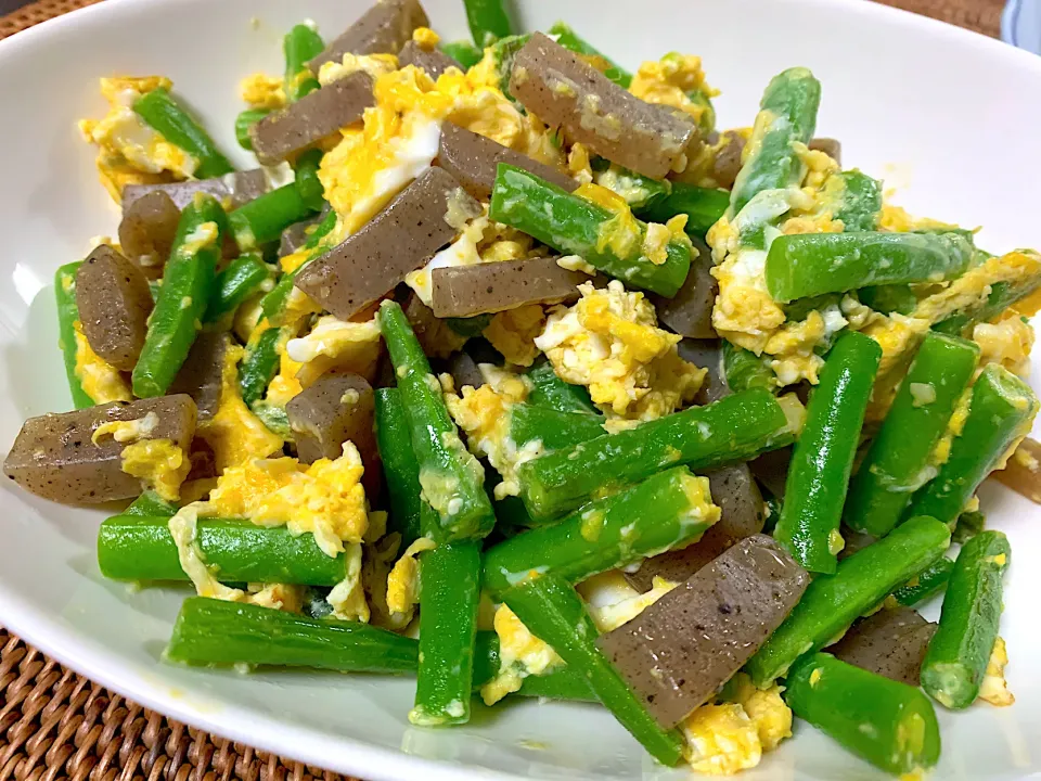 Snapdishの料理写真:Ingen, konyaku & eggs stir fried dinner|yeni kartikasariさん