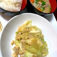 Snapdishの料理写真:豚汁 キャベツとひき肉の味噌炒め|莉奈さん