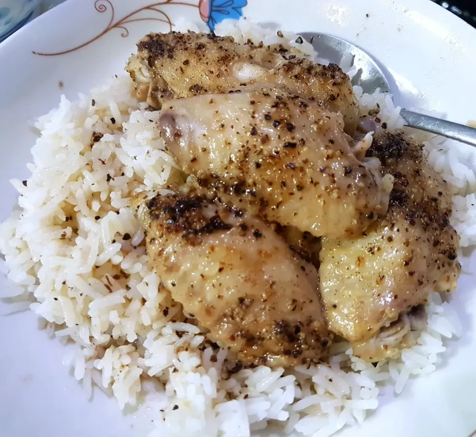 Steamed salted fish sauce black pepper with rice 😋😋😋😍|🌷lynnlicious🌷さん