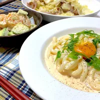 Snapdishの料理写真:明太クリームうどん|mairuさん