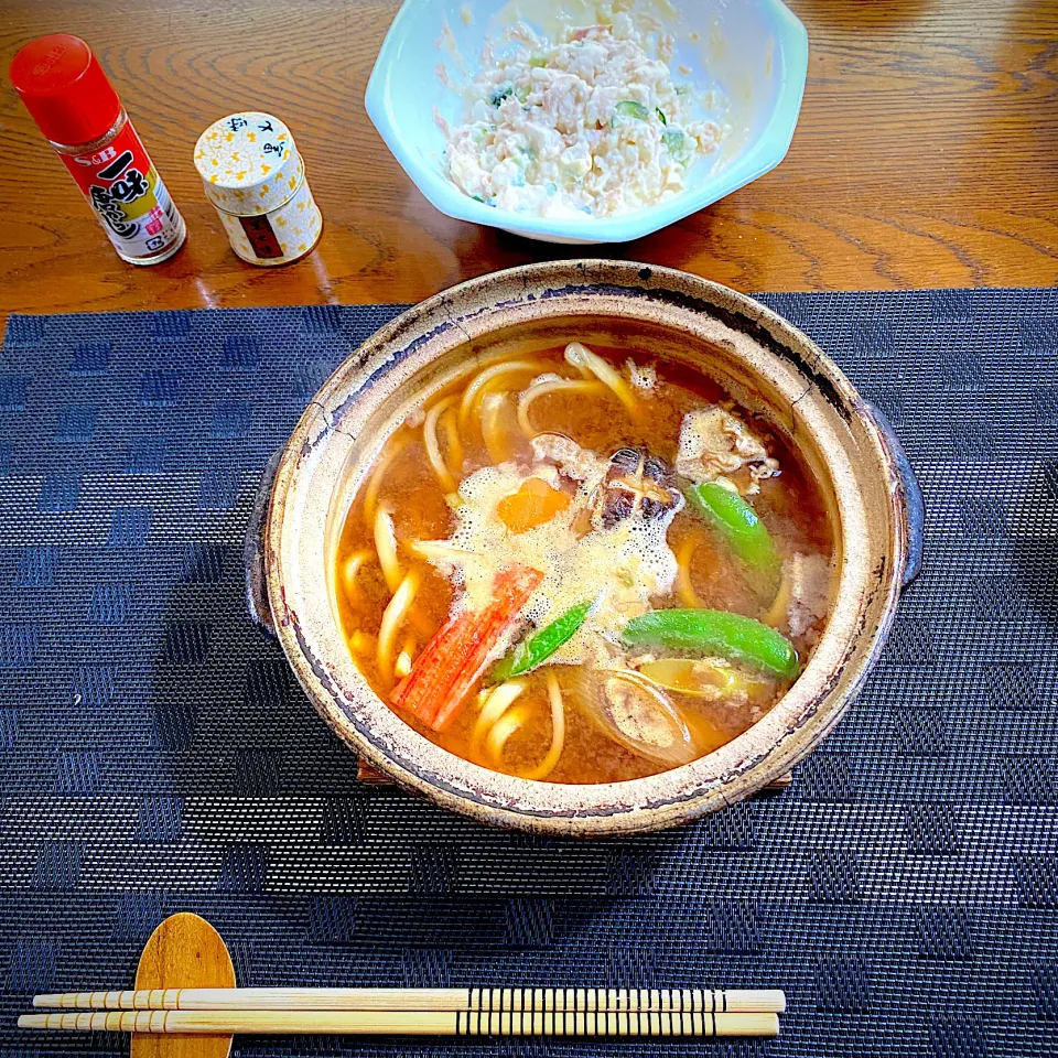 味噌煮込みうどん、ポテトサラダ|yakinasuさん