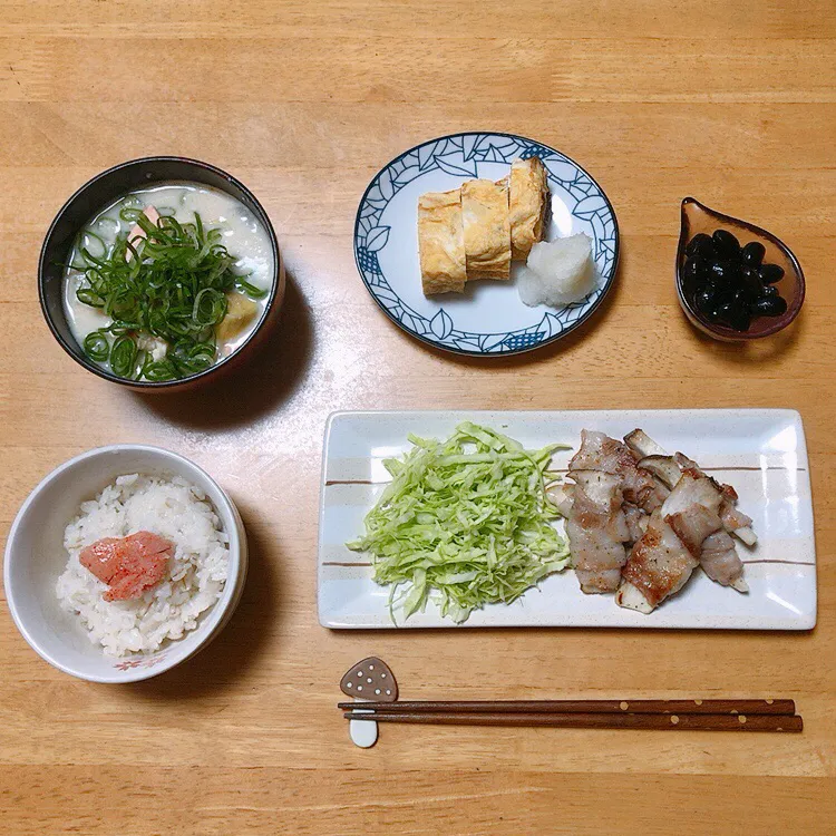 肉巻きエリンギ🥓鮭の粕汁|ちゃみこさん