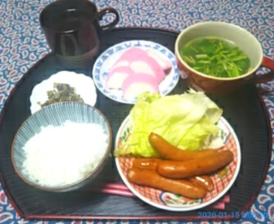 よねばーばの朝ごはん
ウインナーソーセージ
芹の味噌汁
蒲鉾
京都のすぐきの漬物
ご飯、コーヒー|yoneばーばさん