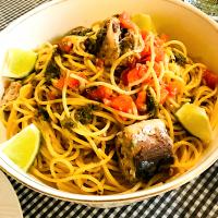 ☆水曜日の朝パスタ☆サバのバジルレモン🍋ソース