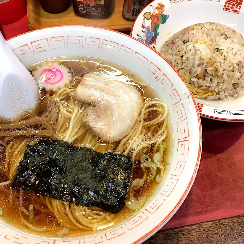 半チャーハンとラーメン@健楽(月島)|塩豚骨さん