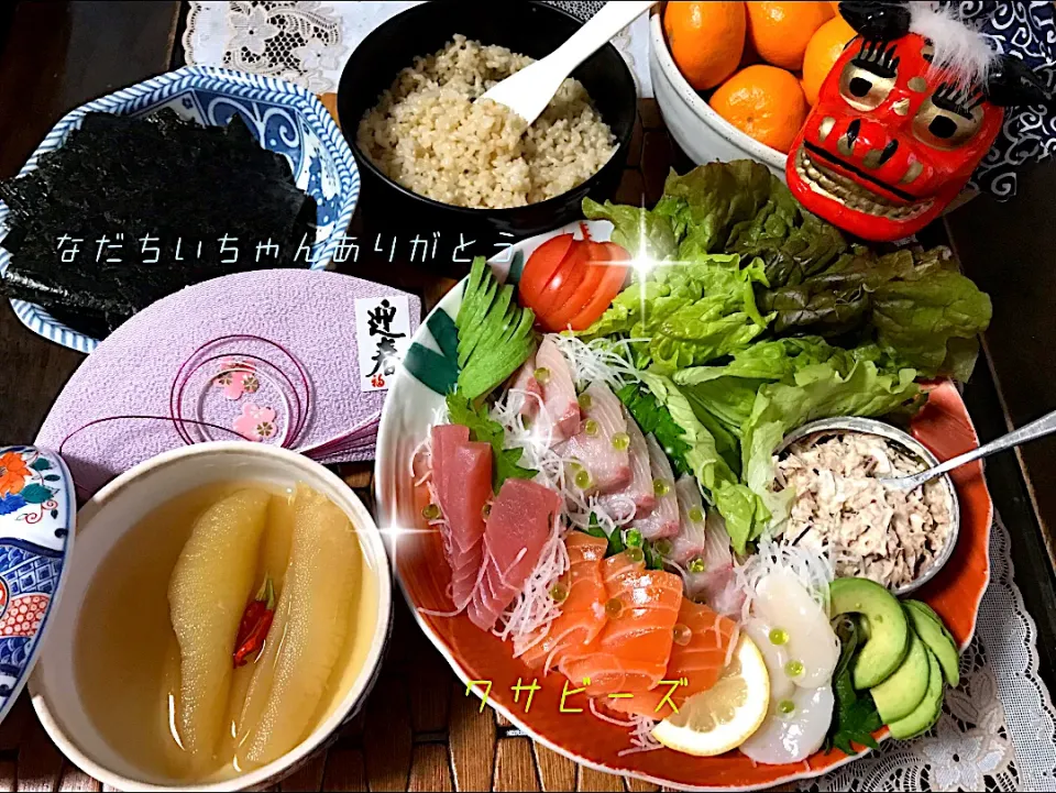 Snapdishの料理写真:お正月の手巻き寿司キラキラわさびーズ💓|noeさん