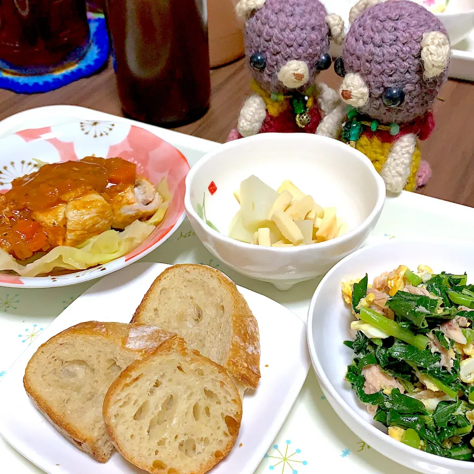 Snapdishの料理写真:大根の葉と卵とマグロと(￣▽￣)|chagashiさん