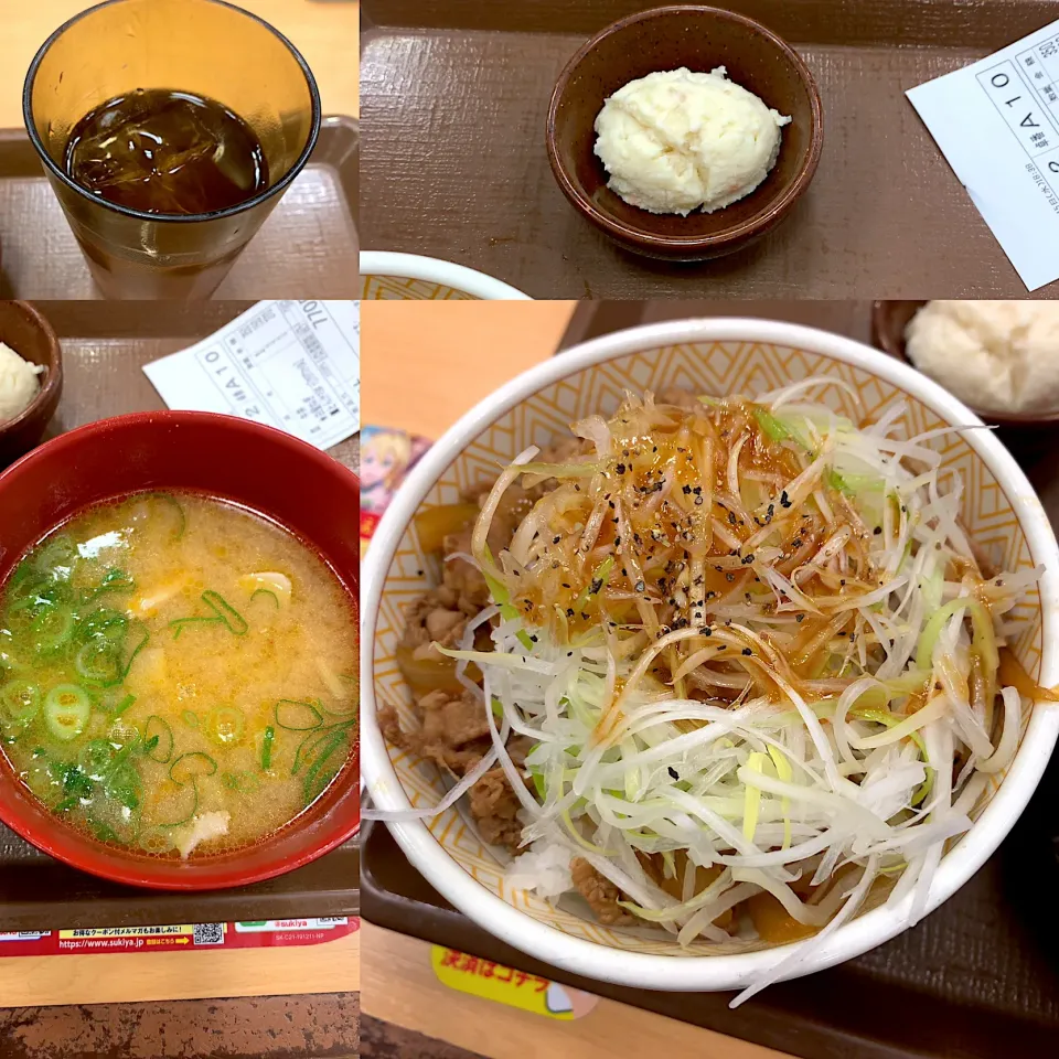 白髪ねぎ牛丼　トン汁ポテサラセット|るみおんさん