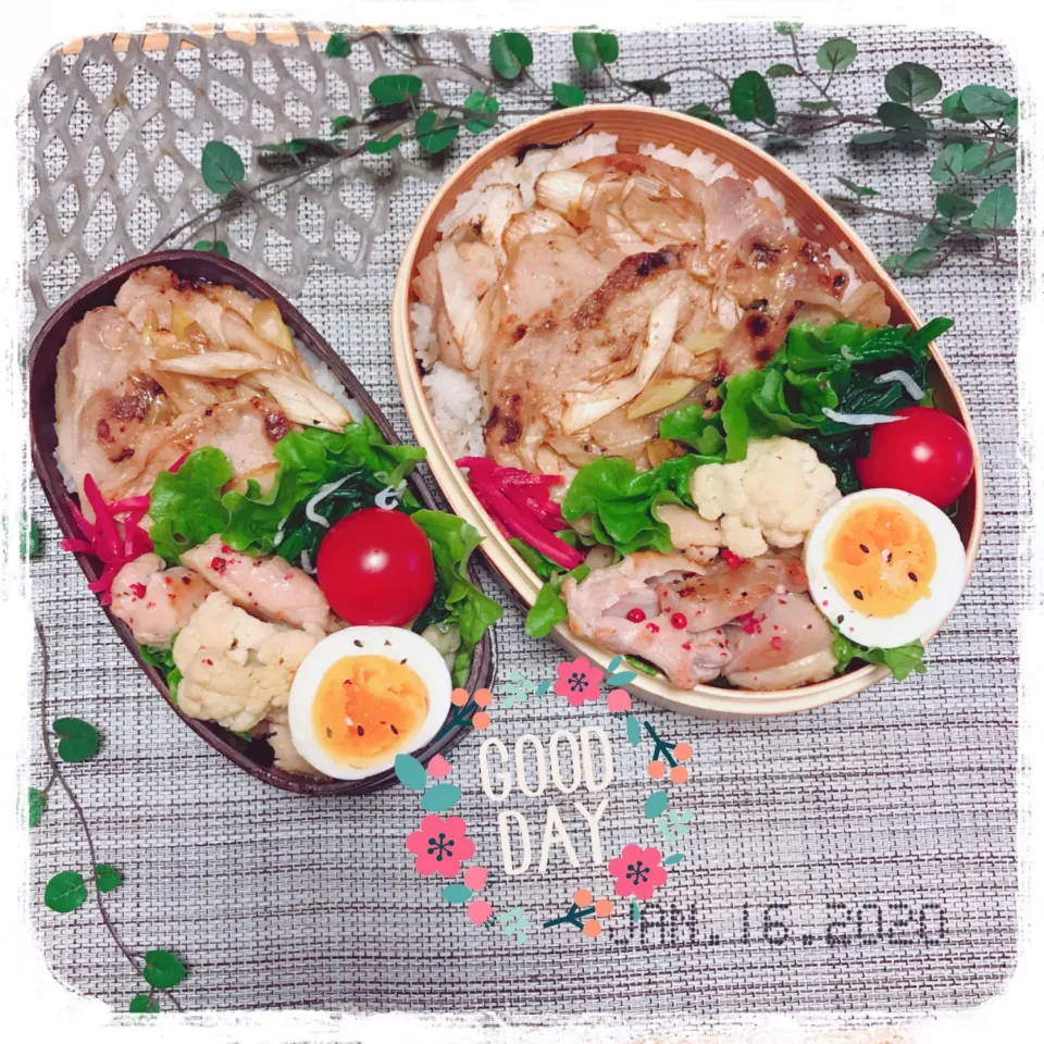 Snapdishの料理写真:1/16 ☺︎☺︎ 豚とねぎの味噌漬け焼き乗っけ弁当✩.*˚|jon2さん