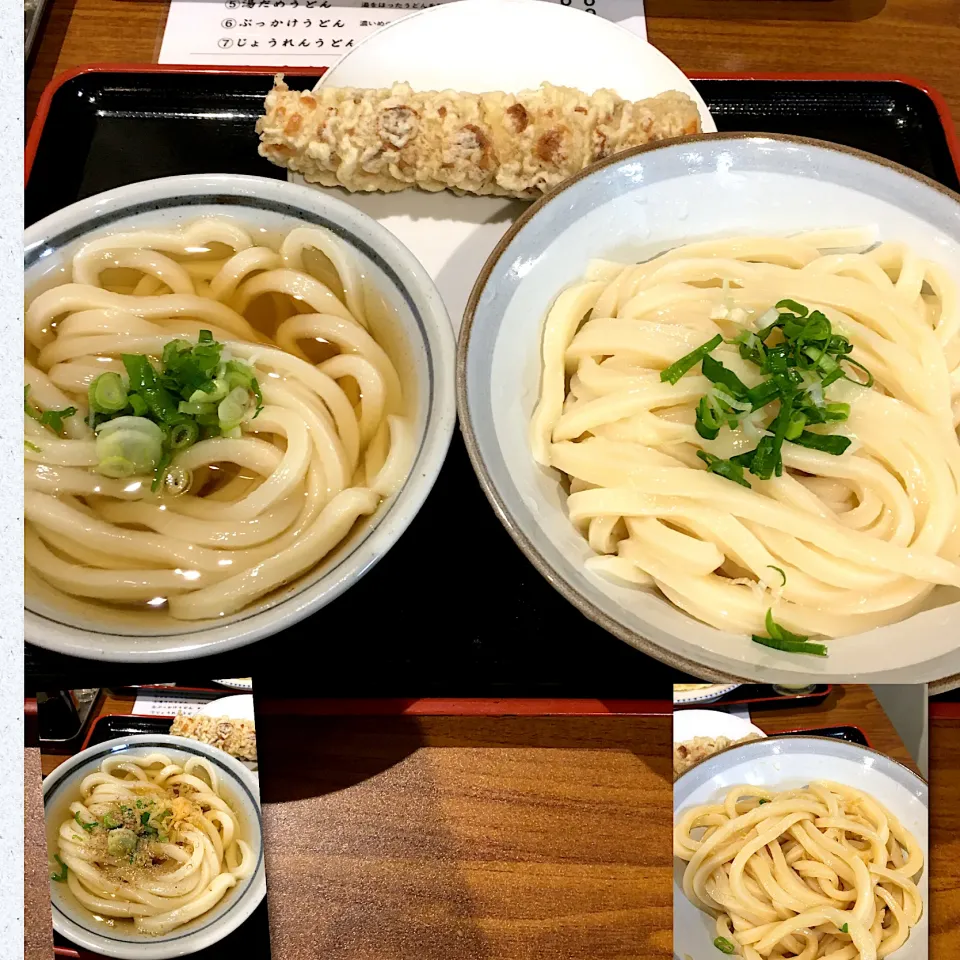 Snapdishの料理写真:醤油うどん大とかけうどん小のセット、ちくわ天@五郎(錦糸町)|yoooochanさん