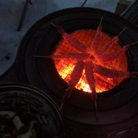 冬キャンプ🏕薪ストーブで海老焼き🦐