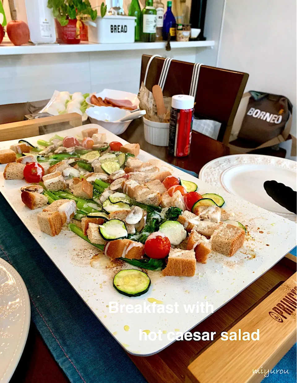 Snapdishの料理写真:ホットシーザーサラダ🥗|由美さん