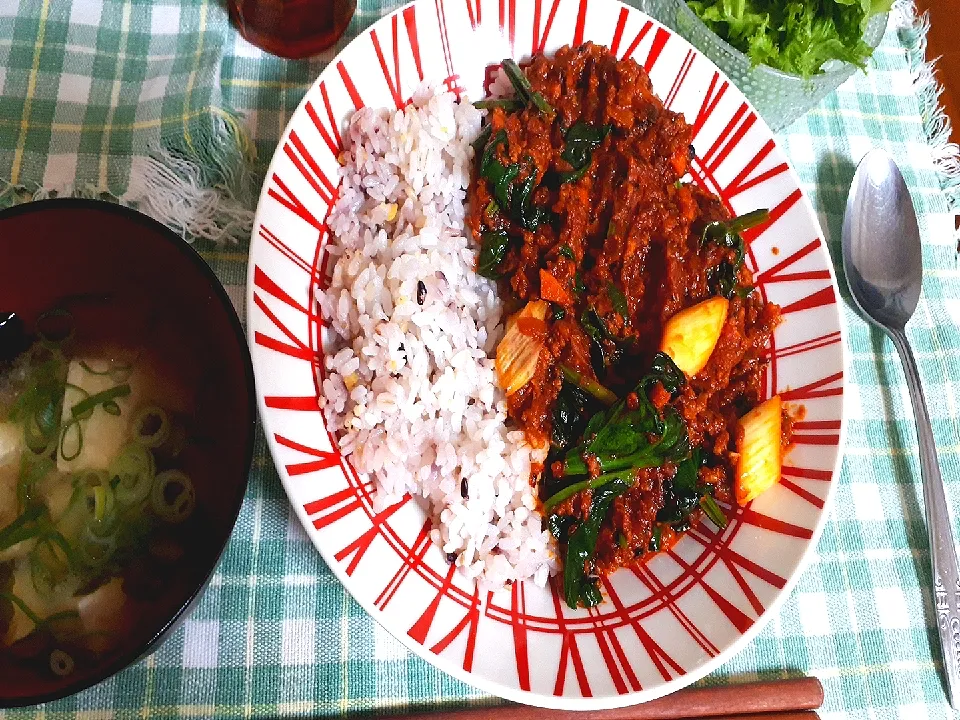 ほうれん草のキーマカレー|ぽぱいさん