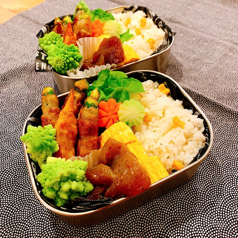 コーン混ぜご飯と豚肉巻弁当✴︎|あやみんさん