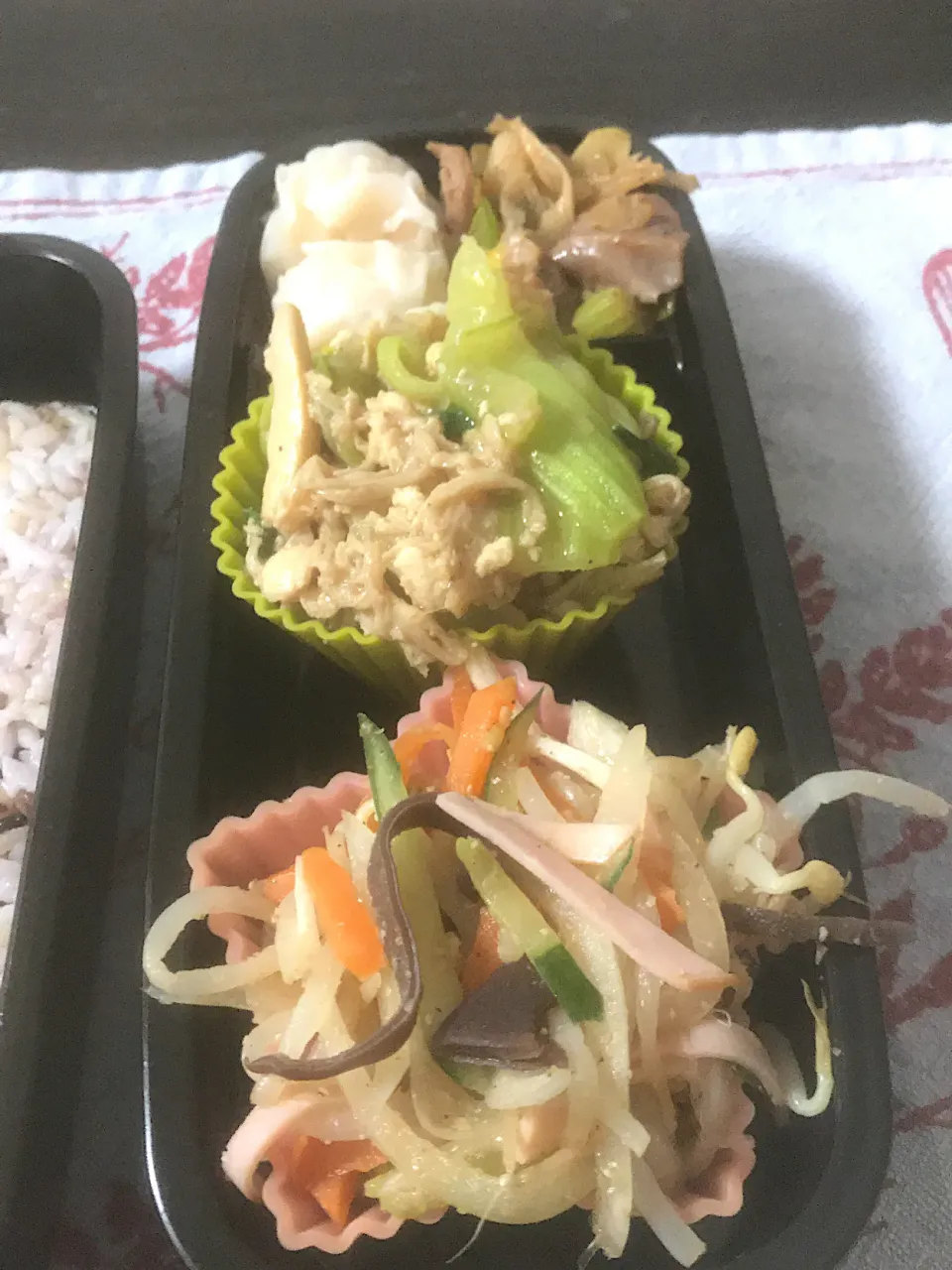 Snapdishの料理写真:中華風弁当🍱メインは、チルド焼売と砂肝とザーサイの炒め物。|Hideさん