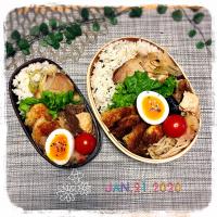 1/21 ☺︎☺︎ ささみカツ＆肉豆腐弁当✩.*˚