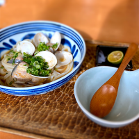 今年初うどん蛤ニンニクバターぶっかけ💓