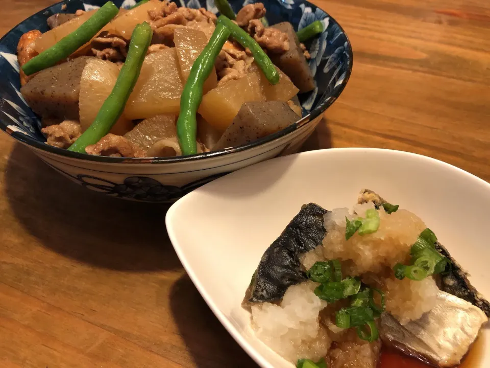 豚と大根の煮物・揚げサバの出汁おろし|mayuyuさん