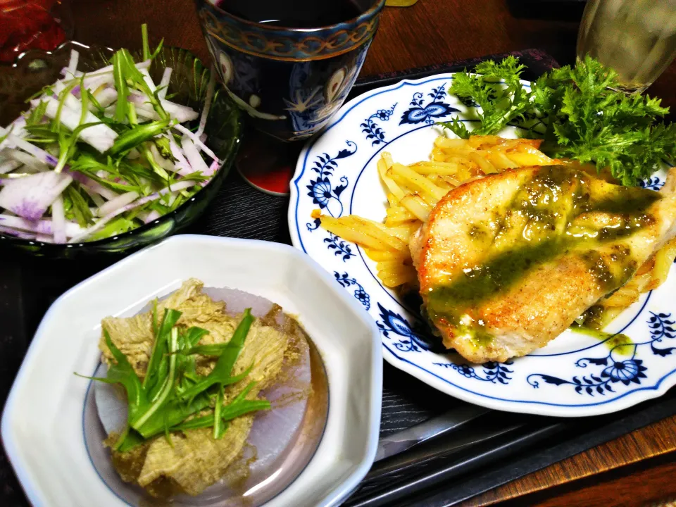 チキンソテー🍗バジルソースがけ|りょうさん