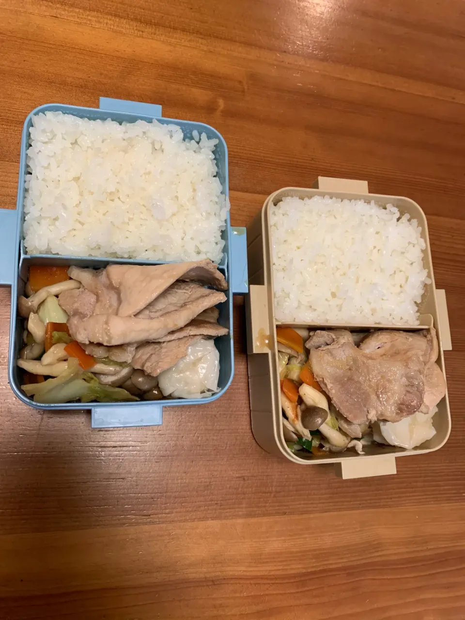 Snapdishの料理写真:水曜弁当　豚生姜焼きは味薄く、野菜炒めは濃すぎ　涙|Mzkさん