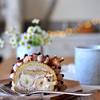 チョコバナナロールケーキ